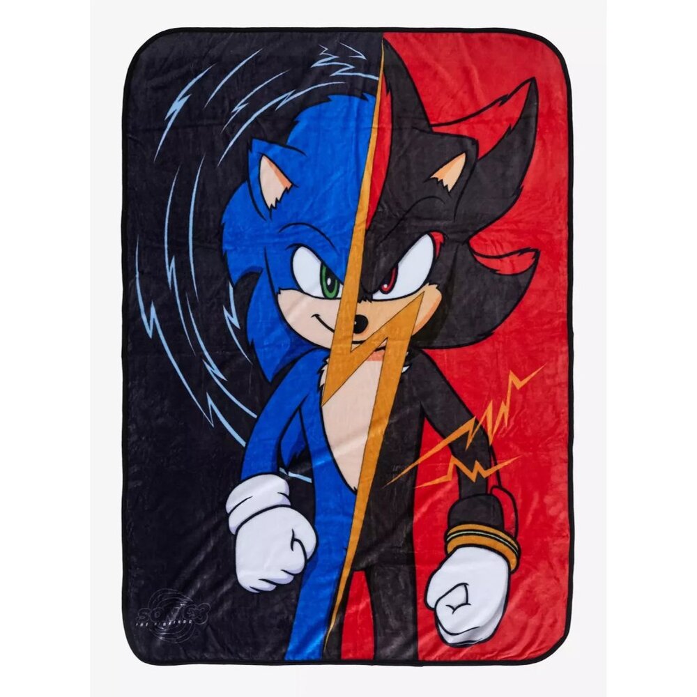 Sonic The Hedgehog 3 Sonic & Shadow Split Throw Blanket 45 x 60 NEW